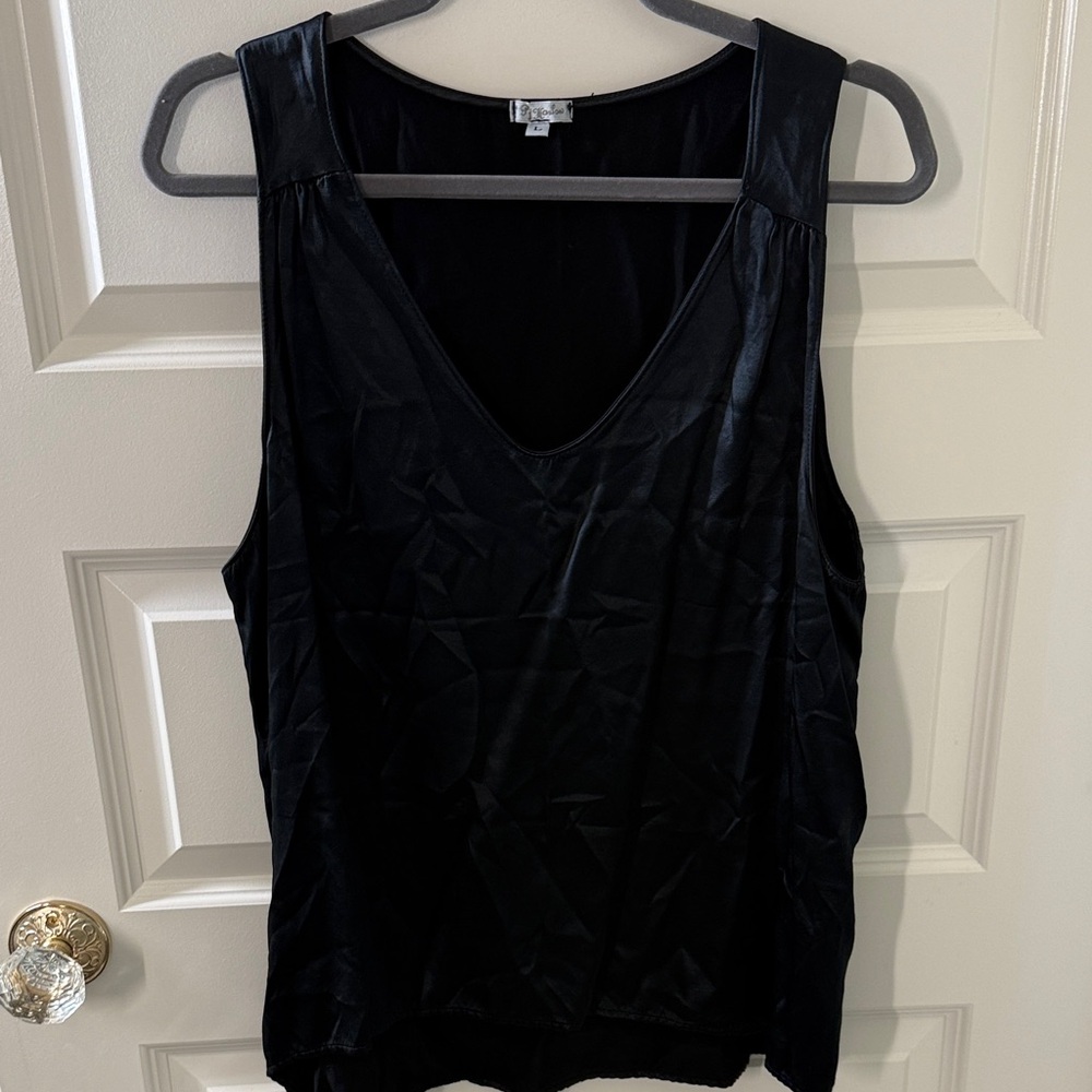 PJ Harlow Black Satin V-Neck Camisole - Picture 4 of 5